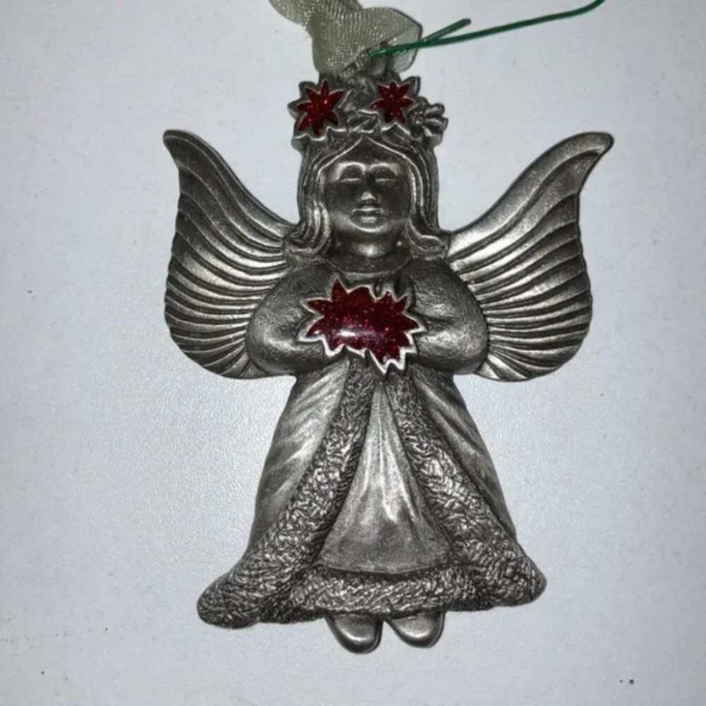 🎄✨ Set of 4 Pewter Christmas Tree Ornaments